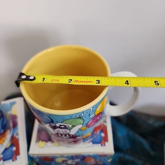 Set Of 2 Vtg 1996 Flowers Inc Mugs Party Animals Pig Bunny Cat Balloons With... - Picture 7 of 7